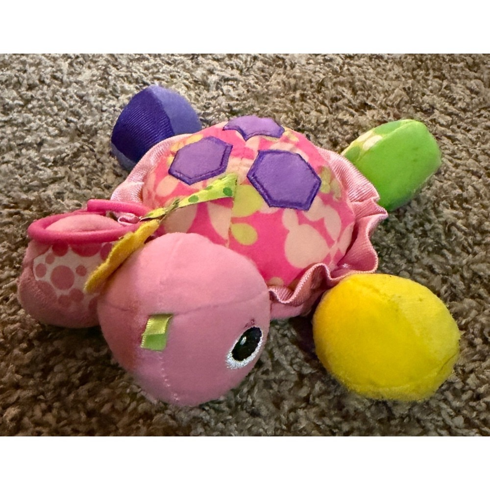 Infantino Sensory Pink & Purple Mirror Pal Plush Turtle Activity Toy